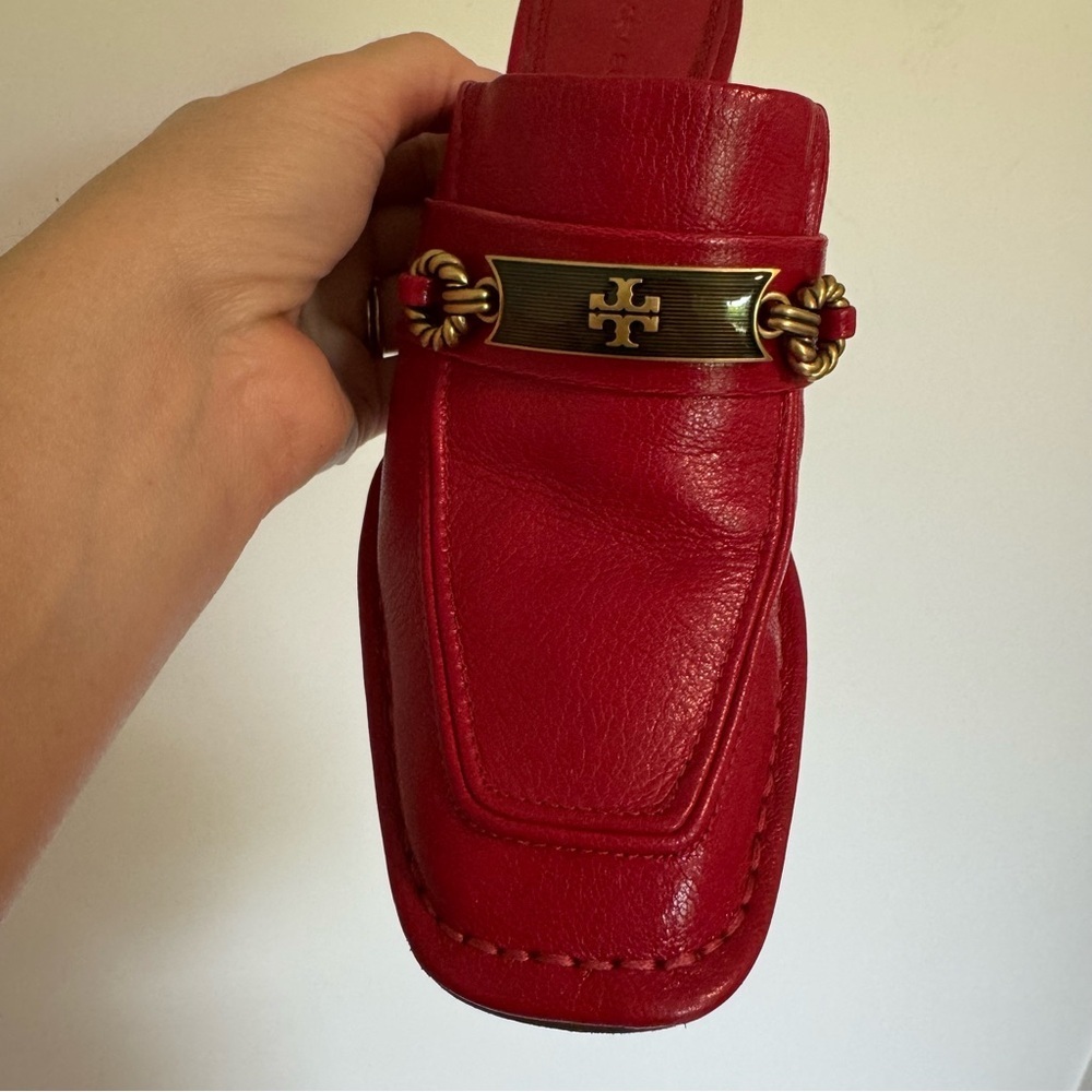 Tory Burch Red Mules with Gold Accent - Picture 7 of 9